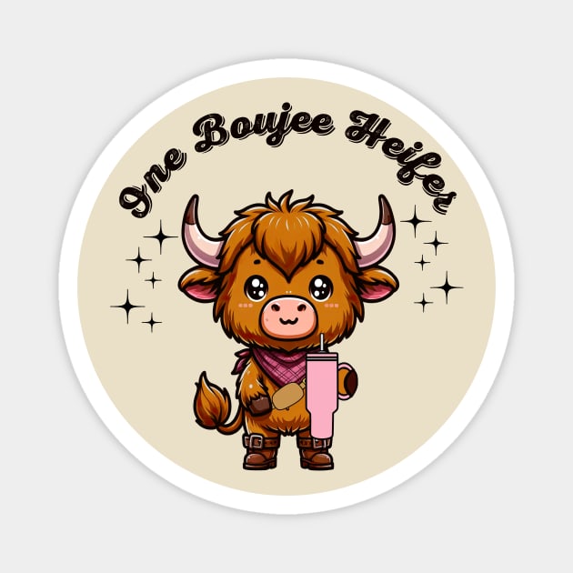 Boujee Heifer Highland Cow Valentines Day Farmyard Animal Magnet by SilverLake